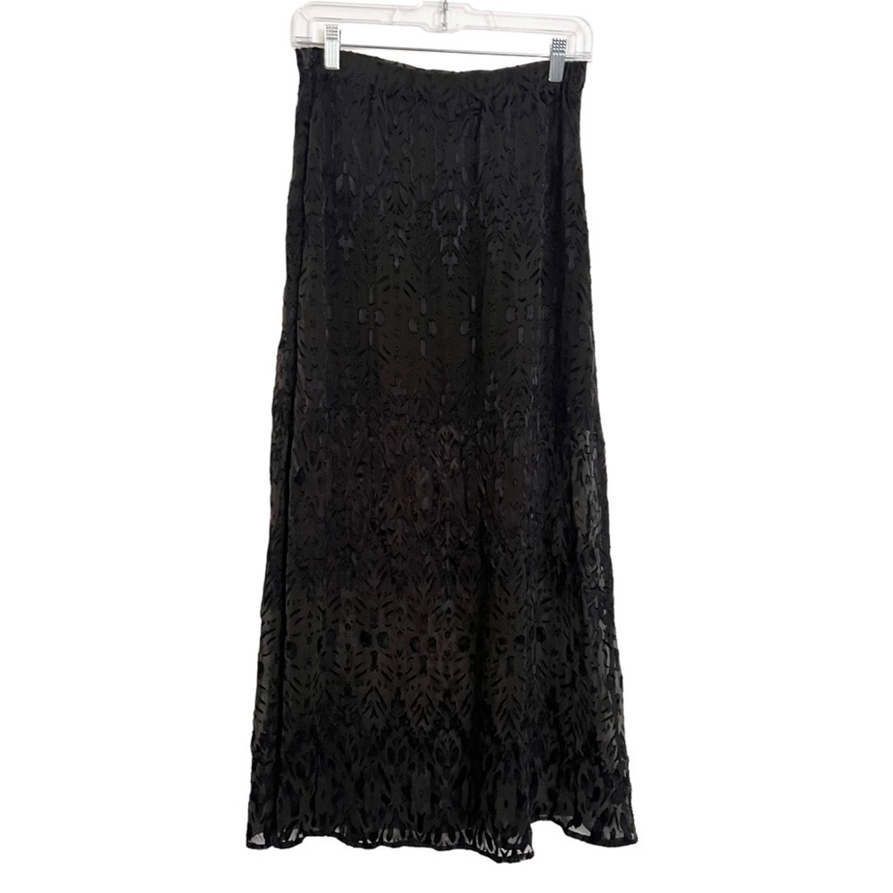 Liv Los Angeles Black Leopard Print Sheer Overlay Maxi Skirt Size Approx XS / S